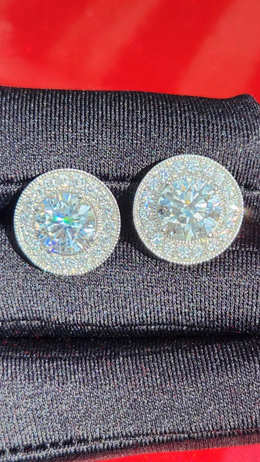 Our Creations: 6 tcw Round Lab Grown Diamond Stud Halo Earrings