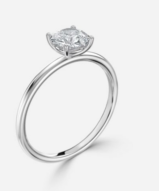 Classic 4 Prong Solitaire Diamond Ring - ROUND Lab Grown Diamond - White Gold 14K