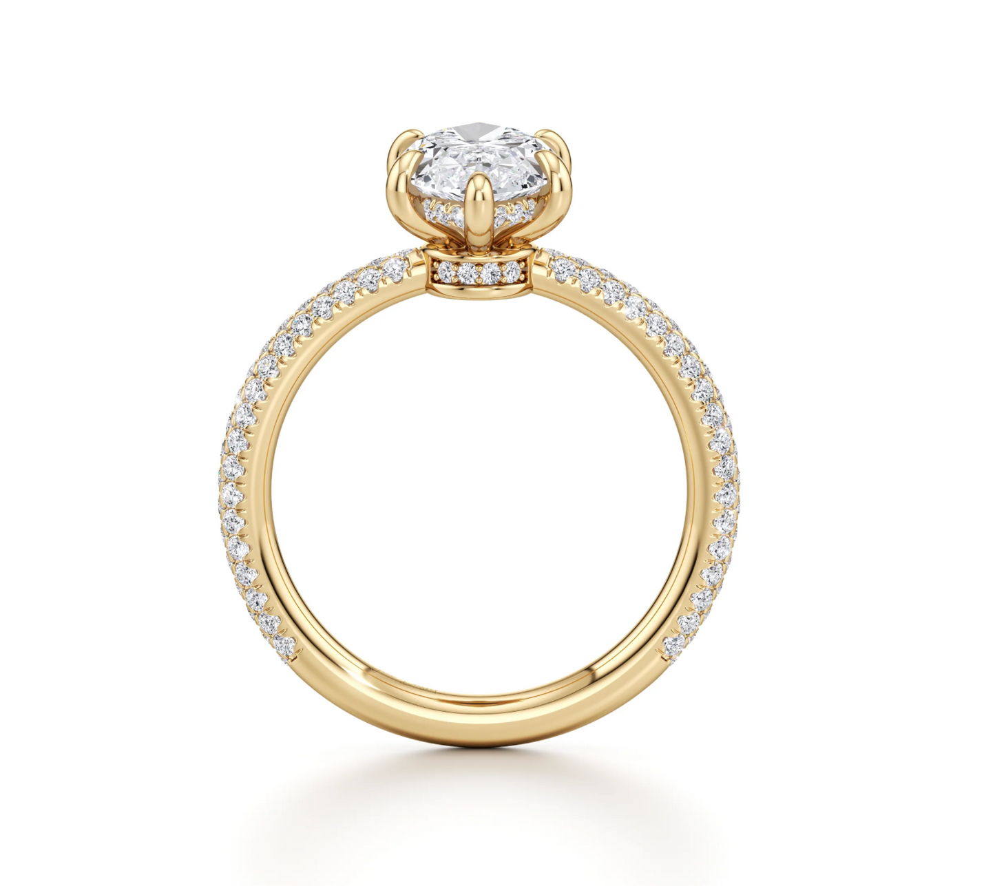 2.5 tcw Marquise Lab Grown Diamond (G VS1) Pavé Ring - Yellow Gold 14K (IGI Certified)