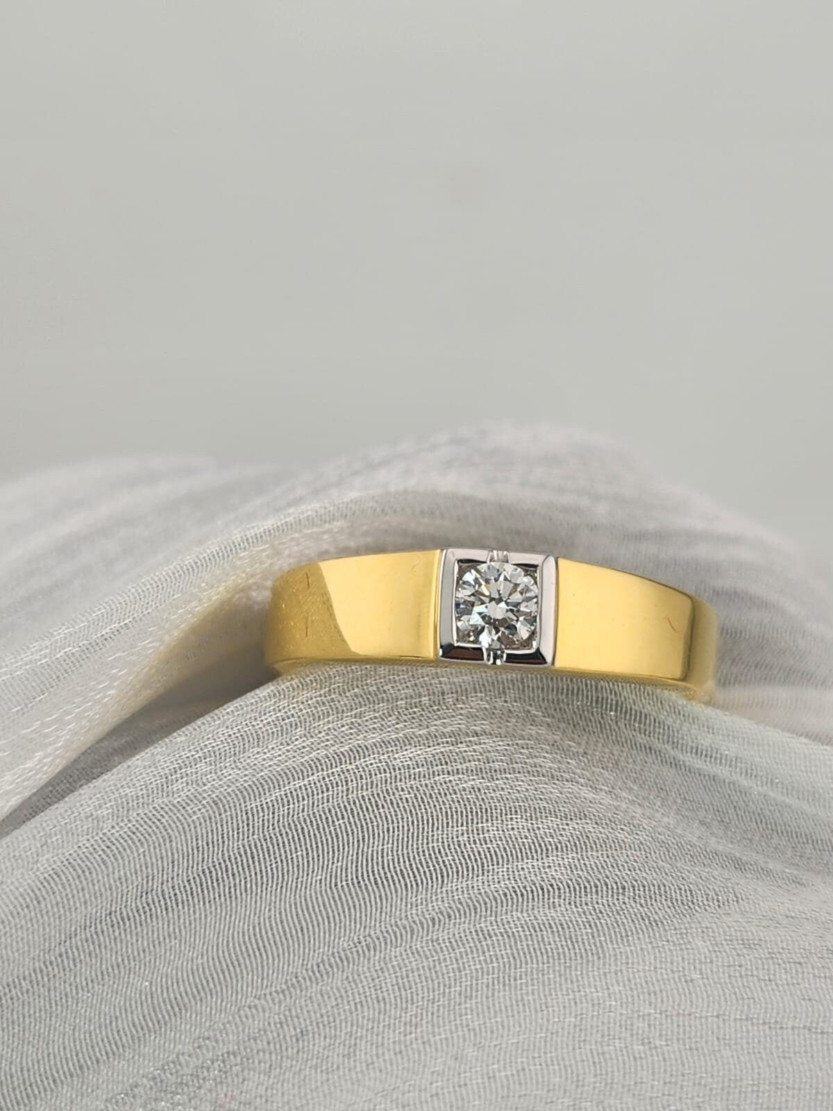 0.2 ct Lab Grown Diamond Men's Ring - Yellow Gold 14K