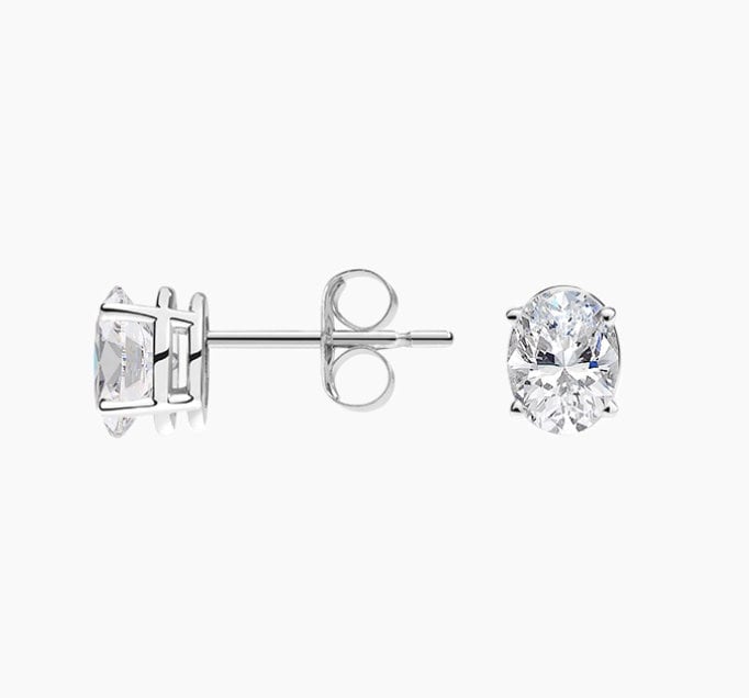 3.04 tcw Oval Lab Diamond Stud Earrings - Gold 14K (IGI Certified)