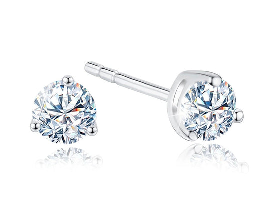 1 tcw Round Lab Grown Diamond Stud Earrings - White Gold 14K