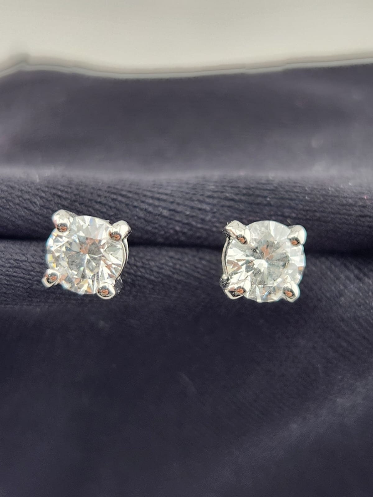 1 tcw Round Lab Grown Diamond Stud Earrings - White Gold 14K