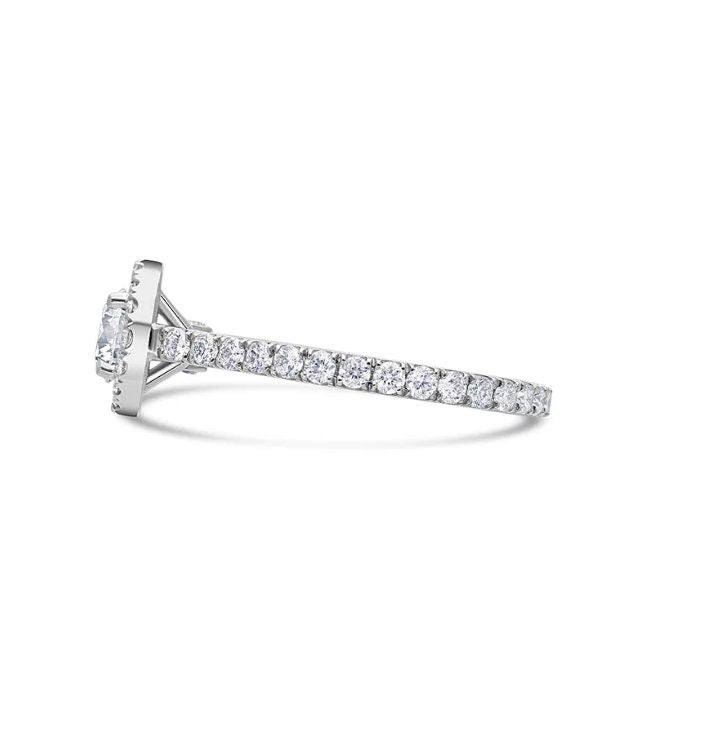 1.5 tcw E VVS2 Lab Diamond Pavé Halo Engagement Ring - Gold 14K (IGI Certified)