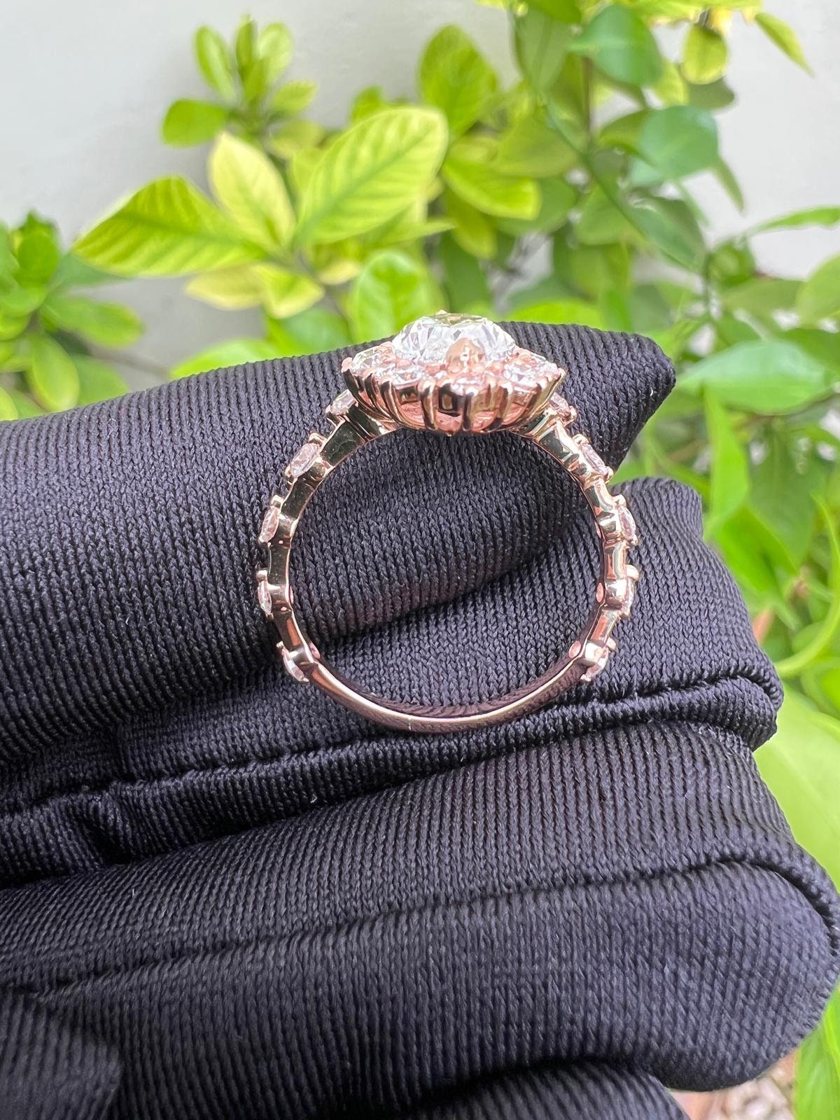 1.54 ct G VS1 Marquise Lab Diamond Vintage Ring - Rose Gold 14K (IGI Certified)