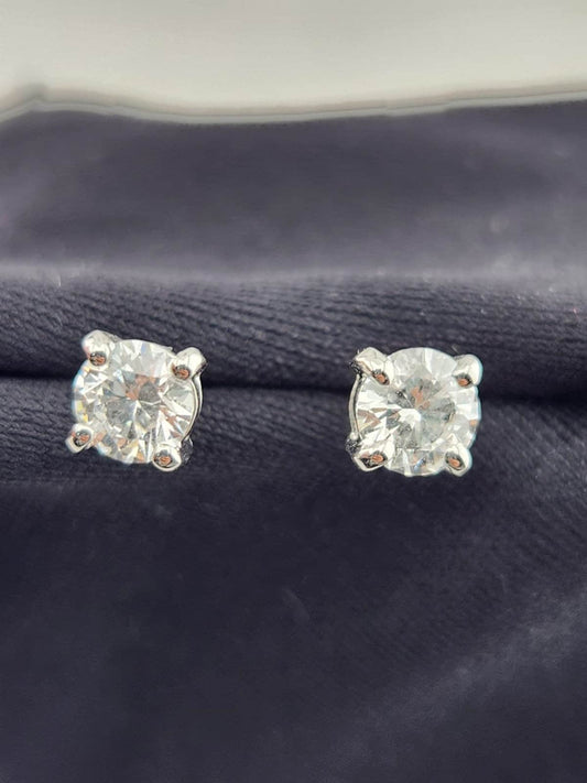 1 tcw Round Lab Diamond Stud Earrings - White Gold 10K (Pair)