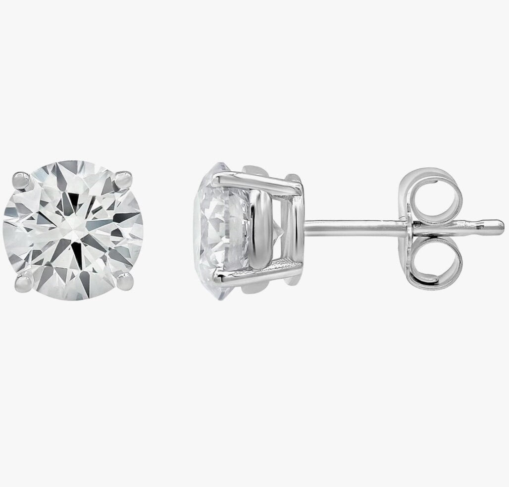 1 tcw Round Lab Diamond Stud Earrings - White Gold 10K (Pair)