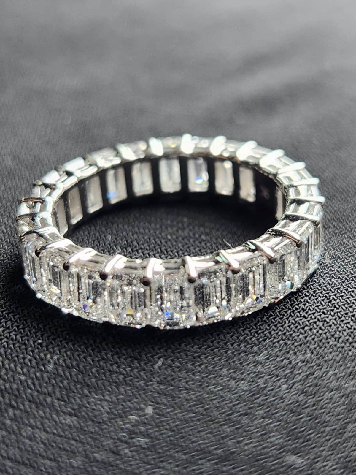 3.7 tcw Emerald Lab Diamond Eternity Band - White Gold 9K