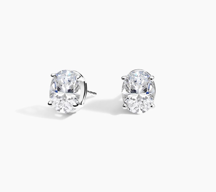 3.04 tcw Oval Lab Diamond Stud Earrings - Gold 14K (IGI Certified)