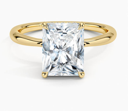 2.35 ct D VS1 Radiant Lab Diamond Solitaire Hidden Halo Ring - Gold 14K (IGI Certified)