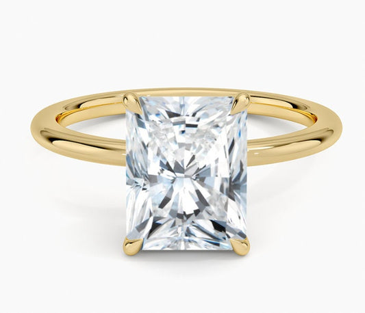 3.07 ct E VVS2 Radiant Lab Grown Diamond Solitaire Ring - Yellow Gold 14K (IGI Certified)